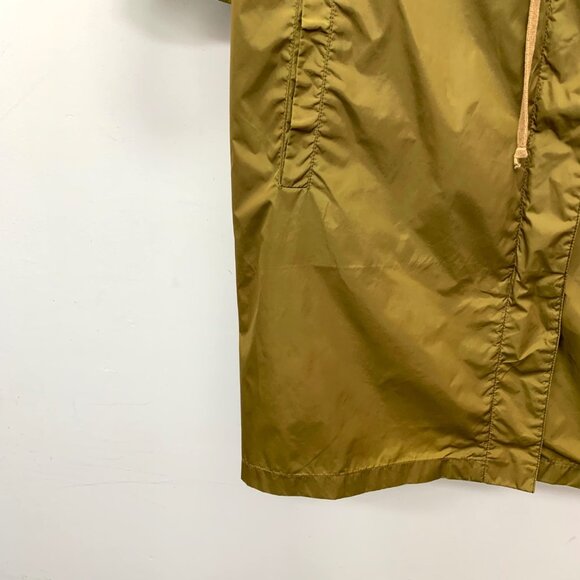 Prada Dark khaki nylon hooded drawstring waist long-sleeve trench coat - Picture 5 of 9